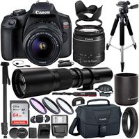 Canon EOS Rebel T7 DSLR Camera with EF-S 18-55mm III Lens, 500mm Preset Lens with 2x Teleconverter (1000mm) & Professional Accessory Bundle - Includes: SanDisk Ultra 64GB SDHC Memory Card & MUCH MORE