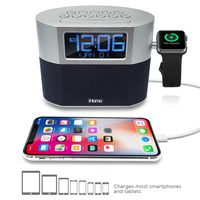 iHome iWBT400 Bluetooth Dual Alarm FM Clock Radio with Speakerphone, Apple Watch Charging and USB Charging