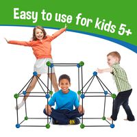 Matchaccino Construction Fort Building Kit - 77 Pieces with Storage Bag - Blue and Green