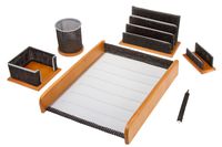 Office Supply Black Mesh and Wood Desk Set (M27-BLCKMW)