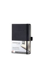 Sigel Hardcover Graph Notebook with Elastic Closure, Black, A6 Pocket Size (SGA6HES-BK)