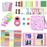 Leebotree Instant Camera Accessories Bundle Compatible with Fujifilm Instax Mini 9 or 8 8+ Instant Film Camera, Includes Camera Case/Album/Selfie Lens/Filters/Frame/Stickers (Flamingo Pink)