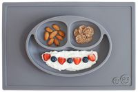 ezpz Happy Mat - One-Piece Silicone placemat + Plate (Gray)