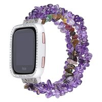WINTOFW Women Girl Cute Fashion Beaded Stone Wristband Strap Handmade Elastic Bracelet Case Cover for Fitbit Versa