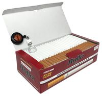 Rollo Red - 100mm White Cigarette Tubes (200 Tubes per Box) 5 Boxes with Rolling Paper Depot Lighter Lasso