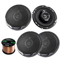 4X Kenwood KFC1695PS Performance Series 6-1/2" 3-Way 320W Car Speakers, and Enrock Audio 16-Gauge 50 Foot Speaker Wire