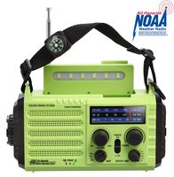 NOAA Emergency Weather Alert Radio & AM/FM/SW Broadcast Kit for Travelling, Dynamo Hand Crank/Solar Panel/Built-in Battery/AC Powered with Compass, SOS Alarm, LED Flashlight, Reading Lamp, USB Charger