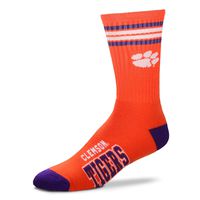 For Bare Feet Originals NCAA Sports 4 Stripe Deuce Crew Sock - Size: Medium - Clemson