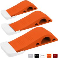 Wundermax Door Stopper Rubber Door Stop Wedge Security Door Stops with Door Holder Rubber Door Stoppers Works On All Floor Types and Carpet Heavy Duty Door Jam (3 Pack Orange)