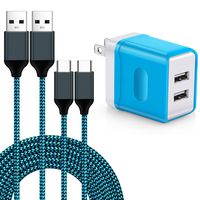 USB C Charger, Aupek Dual Port Travel Wall Power Adapter 3.0A with Nylon Braided Micro USB Cable[2-Pack] 10feet USB Data Charge Sync Cable Compatible for Samsung S9 and More USB C-Connected Devices