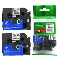 2/Pack - Premium Compatible with Brother TZe-211 Black on White 1/4 p-Touch Label Tape, 6mm Laminated replacment TZe211 Tape, TZ211 0.23" Black Ink on White Label with Color/Size Guide.