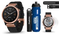 Garmin Fenix 6S Sapphire (Rose Gold w/Heathered Nylon Black Band) Premium Gift Set Bundle | with Garmin Water Bottle, Extra QuickFit Band, HD Screen Protectors & PlayBetter Charger | PulseOx, PacePro