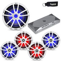 Infinity Marine System - Two Pairs of 622MLW 6.5" LED Speakers, A 1022MLW 10" LED Subwoofer, M4555A Amplifier - White