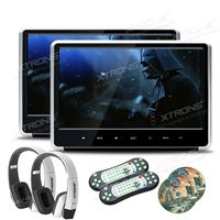 XTRONS Silver 2X 11.6 Inch Pair HD Digital Touch Panel Car Auto Headrest Active DVD Player Kid Games Built-in HDMI Port New Version White Headphones Included