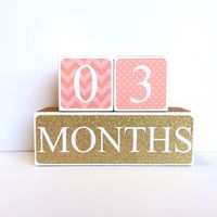 Sweet Sage Studio Wooden Baby Milestone Blocks - 3 Color Styles - Best Baby Age Photo Props, Wooden Age Blocks, Baby Photography Props, Nursery Decor