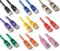 Cable Builders Cat6 Gigabit Ethernet Network 1 FT Patch Cable Assorted Colors 1FT 10-Pack Category 6 RJ45 8P8C Molded Connectors 1' Qty 10 LOT, 10 Pack