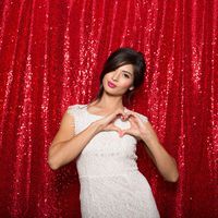 RED Sequin Taffeta Fabric Photography Backdrop, Sequin Photo Booth Backdrop, Sequin Drape - MADE IN USA - Select from 3 Sizes. (5ft x 6ft)