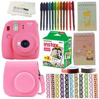 Fujifilm Instax Mini 9 Camera Bundle. Mini 9 Instant Camera + Case + Fujifilm Instax Mini 9 Films (20)+ 10 Colored Pens +2 Mini Photo Albums +13 Rolls Decorative Ribbons (Pink)