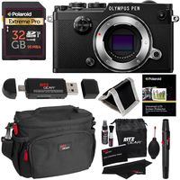 Olympus PEN-F Body Only Black Camera Kit, 32GB Memory Card, Ritz Gear Cleaning Kit, Ritz Gear Camera Case, Ritz Gear OTG USB Card Reader / Writer, Polaroid Screen Protector & Accessory Bundle