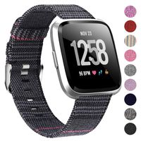 Welltin Bands Compatible with Fitbit Versa/Fitbit Versa 2/Fitbit Versa Lite for Women Men, Breathable Woven Fabric Strap, Quick Release, Adjustable Replacement Wristband for Fitbit Versa Smart Watch