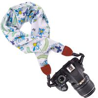 Wolven Soft Scarf Camera Neck Shoulder Strap Belt Compatible with All DSLR/SLR/Digital Camera (DC)/Instant Camera/Nikon/Canon/Sony/Olympus/Leica/Fujifilm Etc, Blue Floral Pattern