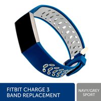 WITHit Designer Silicone Fitbit Charge 3 Band, Navy/Grey Sport - Secure, Adjustable, Fitbit Watch Band Replacement, Fits Most Wrists, Sweat-Resistant Accessories