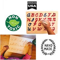 Reversible Double Sided Montessori Cursive Alphabet | Lowercase+Uppercase | Cursive ABC Letters Tracing Board with Wooden Pen by Cosmo-Crafts ... (C- Reversible NO Color)