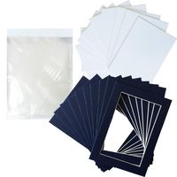 STUDIO 500 ~ Pre-Cut Picture Mats 5x7 inches for 4x6 Photos, White Core Bevel Cut Acid Free Mats Sets + 4PLY Backing Board + Clear Plastic Bags; Pack of 10 in Different Colors: (Blue, 5x7)