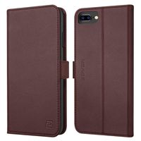 iPhone 8 Plus case iPhone 7 Plus case ZOVER Genuine Leather Case Wallet Cover with Kickstand Feature Card Slots & ID Holder and Magnetic Closure for iPhone 7 Plus iPhone 8 Plus Dark Brown