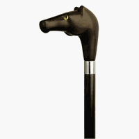 Horse Head Glass Eye Cane Maple Shaft, Brown Handle  -Affordable Gift! Item #DHAR-9130200