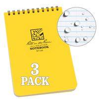 Rite in the Rain Weatherproof Top Spiral Notepad, 4" x 6", Yellow Cover, Universal Pattern, 3 Pack (No. 146-3)