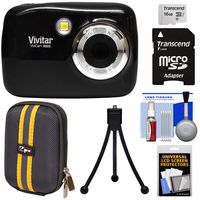 Vivitar ViviCam VX022 Digital Camera (Black) with 16GB Card + Case + Tripod + Kit