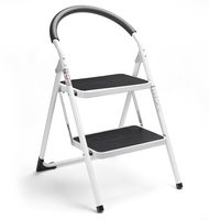 Delxo 2 Step Stool Folding Step Stool Steel Stepladders with Handgrip Anti-Slip Sturdy and Wide Pedal Steel Ladder 330lbs White and Black Combo 2-Feet (WK2061A-2) (2 Step Stool)