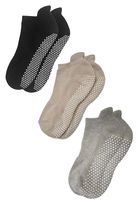 RATIVE Anti Slip Non Skid Barre Yoga Pilates Hospital Socks with grips for Adults Men Women (X-Large, 3-Pair/Black+Beige+Grey)