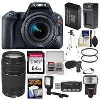 Canon EOS Rebel SL2 Wi-Fi Digital SLR Camera & 18-55mm is STM (Black) + 75-300mm Lens + 64GB Card + Flash + Video Light + Battery/Charger + Tripod Kit