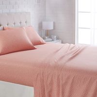 AmazonBasics Lightweight Super Soft Easy Care Microfiber Sheet Set with 16" Deep Pockets - California King, Peachy Coral Arrows
