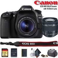 Canon EOS 80D DSLR Camera with 18-55mm Lens (International Model) (1263C005) - Starter Bundle