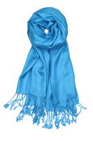 Achillea Large Soft Silky Pashmina Shawl Wrap Scarf in Solid Colors (Turquoise)