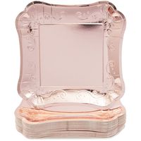 Square Rose Gold Party Plates (9 x 9 in, 48 Pack)