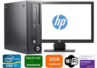 HP Prodesk 600 G1 SFF Slim Business Desktop Computer, Intel I7-4770 3.40 GHz, 32GB RAM, 256GB SSD + 500gb SATA Drive,with 22" P221 HP Monitor, DVD, USB 3.0, Windows 10 Pro 64 Bit (Renewed)