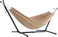 Vivere  Double Sunbrella Hammock with Space Saving Steel Stand, Sand (450 lb Capacity - Premium Carry Bag Included)