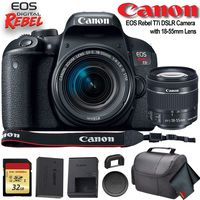 Canon EOS Rebel T7i DSLR Camera with 18-55mm Lens (USA Model) (1894C002) with 32GB Memory Card, Premium Soft Case, and More - Starter Bundle
