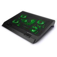 ENHANCE Gaming Laptop Cooling Pad Stand with LED Cooler Fans, Adjustable Height, Dual USB Port for 17 inch Laptops - 5 Ultra Quiet High Performance Fans 2630 RPM & Built-in Bumpers - Green