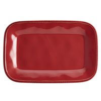 Rachael Ray Cucina Dinnerware 8-Inch x 12-Inch Stoneware Rectangular Platter, Cranberry Red - 57232