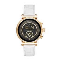 Michael Kors Access Women's Sofie Heart Rate' Stainless Steel Touch-Screen Smartwatch with Silicone Strap, White, 18 (Model: MKT5067)
