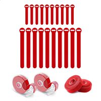 Wrap-It Self-Gripping Storage Straps - Reusable Hook and Loop Cord Organizer Cable Ties for Cable Management and Organization (Assorted 24 Pack, Red)