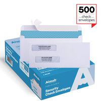 500 Self Seal Double Window Security Check Envelopes - Size 3 5/8 x 8 11/16 Inches - for Business Checks, Fits Perfectly (No Sliding or Moving) - Not for Invoices, 500 Count (30180)