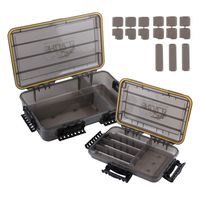 RUNCL Fishing Tackle Box, Waterproof Storage 14" L x 8.65" W x 2.15" H / 10.65" L x 7.1" W x 1.89" H - Thicker Frame, 360° Waterproof Seal, Secure-Locking Latches, Sun Protection (Pack of 2)