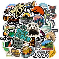 Outdoors Hiking Camping Travel Adventure Stickers,50pcs Vinyl Decals Stickers for Water Bottles Laptop - Waterproof - [No-Duplicate Sticker Pack]