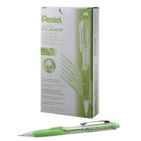 Pentel Twist-Erase CLICK Mechanical Pencil, (0.7mm), CLEAR Barrel, Lime Green Grip, 12 pack (PD277TK)